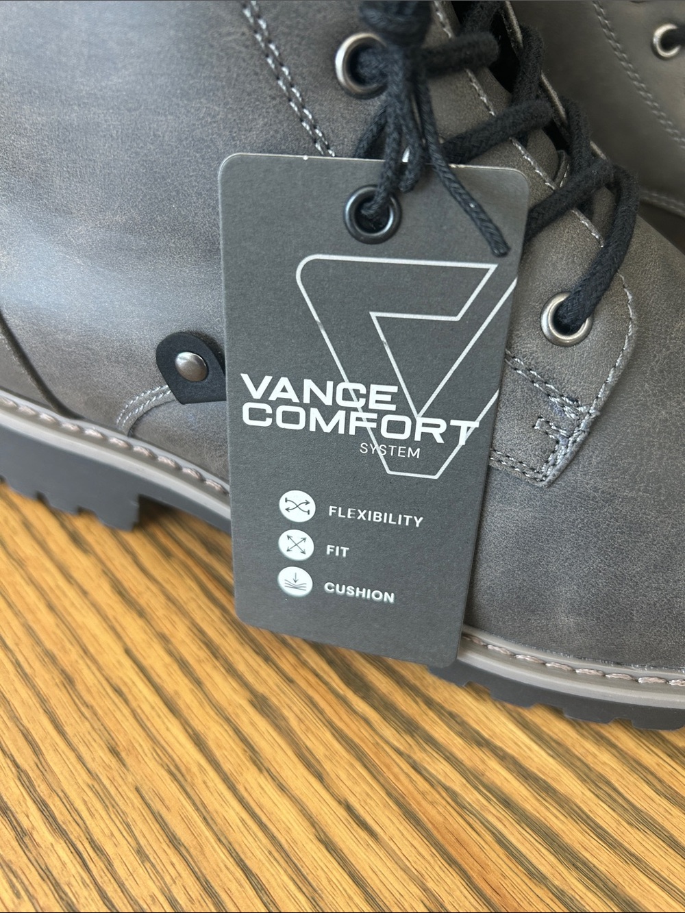 VANCE Co. Men's Yukon Round tow boots, Charcoal, 9.5 WIDE, NIB